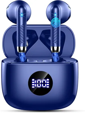 Wireless Earbuds, Bluetooth 5.4 Headphones HiFi Stereo, in Ear Earphones with LED Display 4 ENC Noise Cancelling Mics, 40H Playback Ear Buds with Mini Case, IP7 Waterproof Headset with USB C Charging