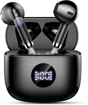 Wireless Earbuds, Bluetooth Headphones 5.4 HiFi Stereo, in Ear Earphones with 4 ENC Noise Cancelling Mics, 40H Playtime Ear Buds with Mini Case, IP7 Waterproof Headset with LED Display, USB C Charging