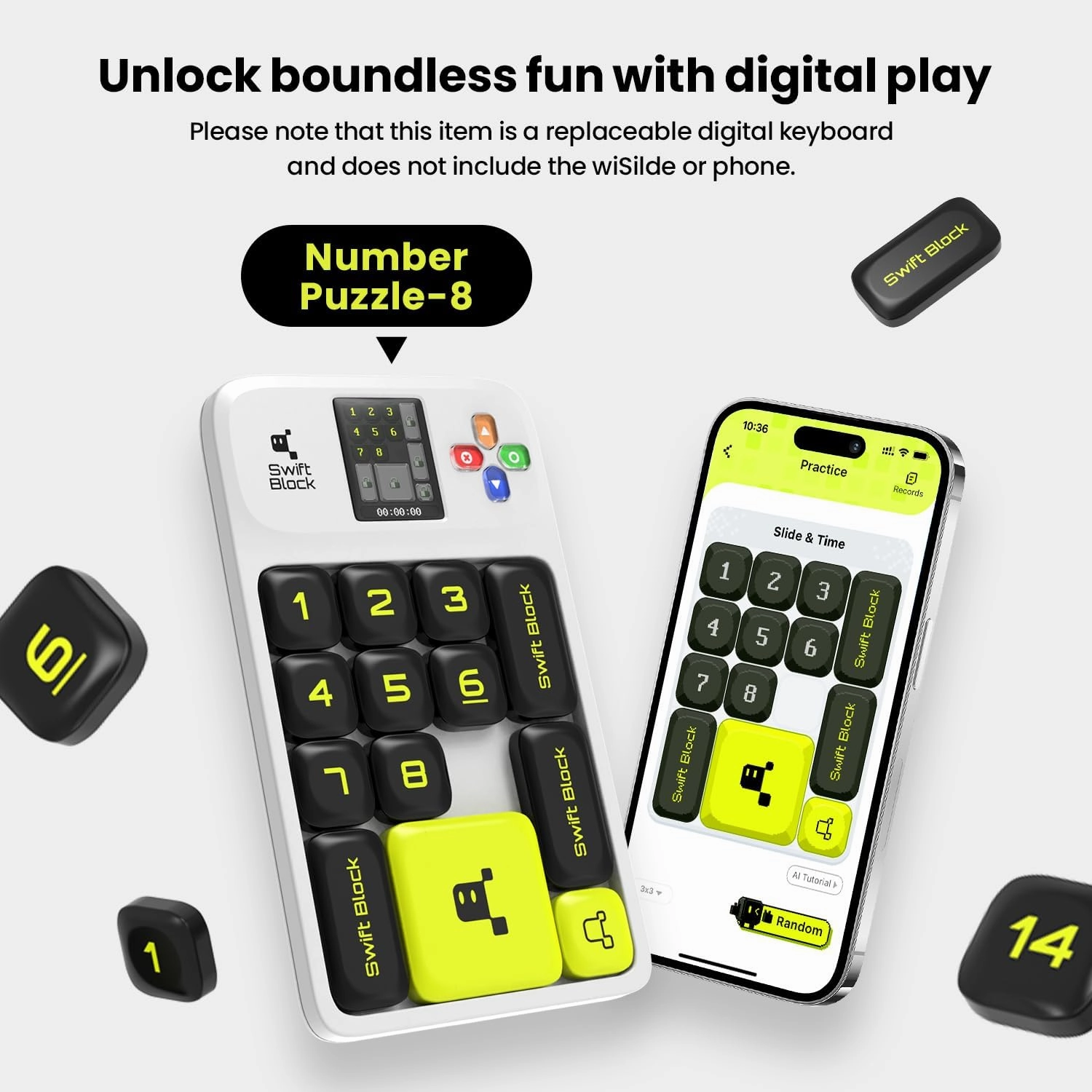 wiSilde Numeric Chess Separately, Numerical Mode Number Puzzle Super Slide Replaceable Keyboards Sliding Puzzle Game with 1000  Levels Challenges (Compatible with wiSilde)