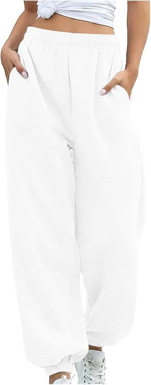 Women Joggers with Pockets High Waist Stretchy Sports Gym Training Pants Baggy Oversized Harem Sweatpants Trousers