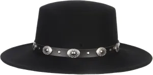 Women Men 100% Wool Classic Felt Fedora Hat Wide Brim Flat Top Jazz Panama Hat with Belt Buckle Casual Party Church Hat Black