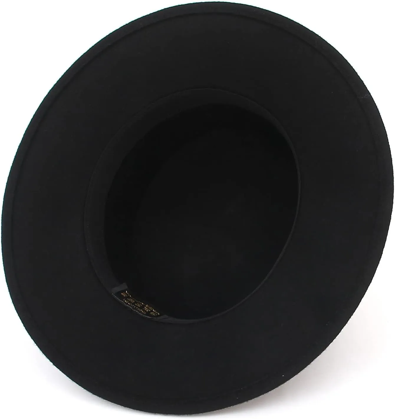 Women Men 100% Wool Classic Felt Fedora Hat Wide Brim Flat Top Jazz Panama Hat with Belt Buckle Casual Party Church Hat Black