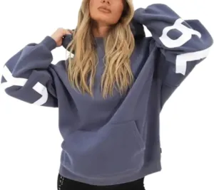 Womens Letter Prints Oversized Hoodies Thicken Sweatshirts Long Sleeve Lightweight Pullover Outfits with Pocket