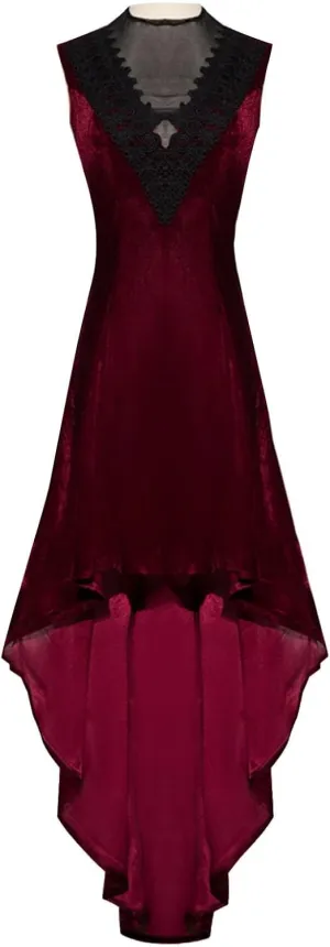 Women's Medieval Retro Gothic Punk Dress Prom Lace Cocktail Velvet Flowy Dresses Sleeveless Lace Up Halloween Dress