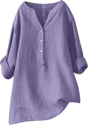Women's Plus Size Cotton Linen Dress Tops Button Up Shirts Dress Casual Fall Blouse to Wear with Leggings