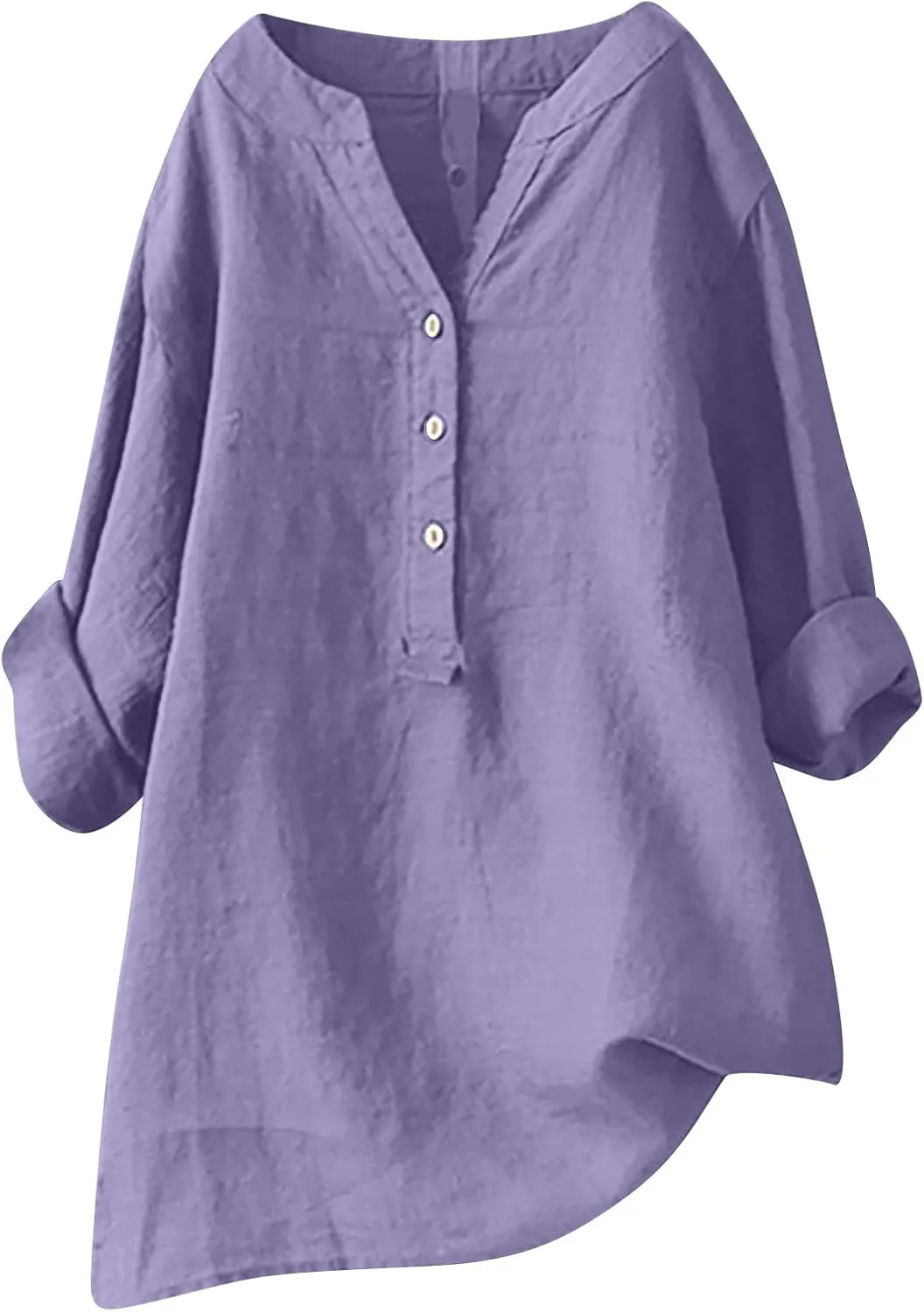 Women's Plus Size Cotton Linen Dress Tops Button Up Shirts Dress Casual Fall Blouse to Wear with Leggings