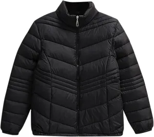 Women's Short Quilted Jackets Casual Stand Collar Zip Up Winter Down Puffer Jacket Padded Outerwear Coats with Pocket