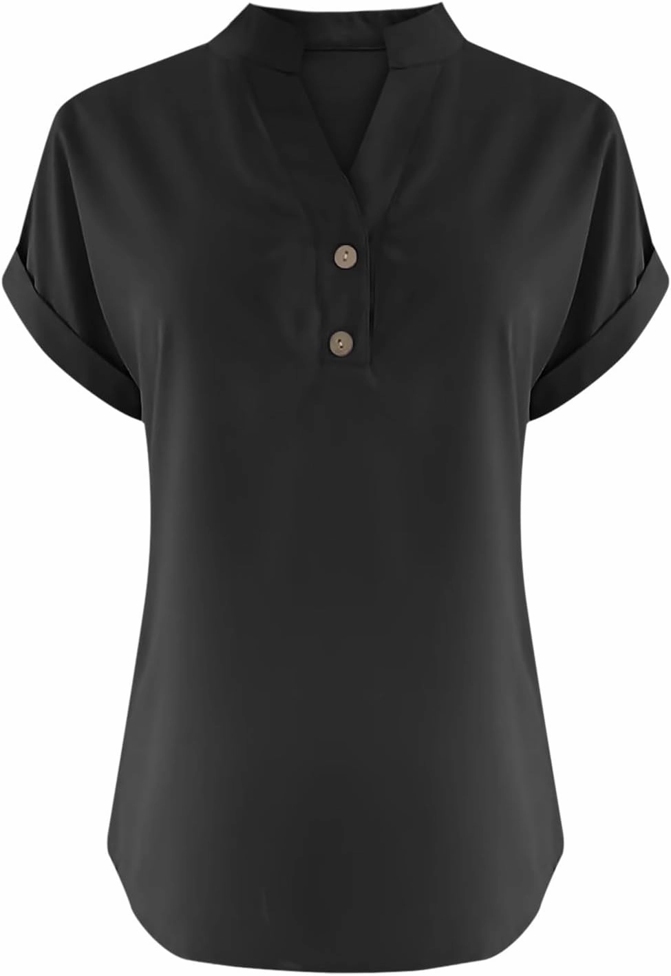 Womens Cotton Linen Blouse Short Sleeve Button V Neck Henley Shirts Lightweight Loose Fit Comfy Casual Summer T Shirt