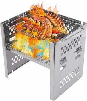 Wood Burning Camp Stoves,Folding Mini BBQ Grill Stove,Potable Picnic Cooker, Stainless Steel Backpacking Stove,for Cooking, Camping, Tent, Hiking, Fishing, Backpacking