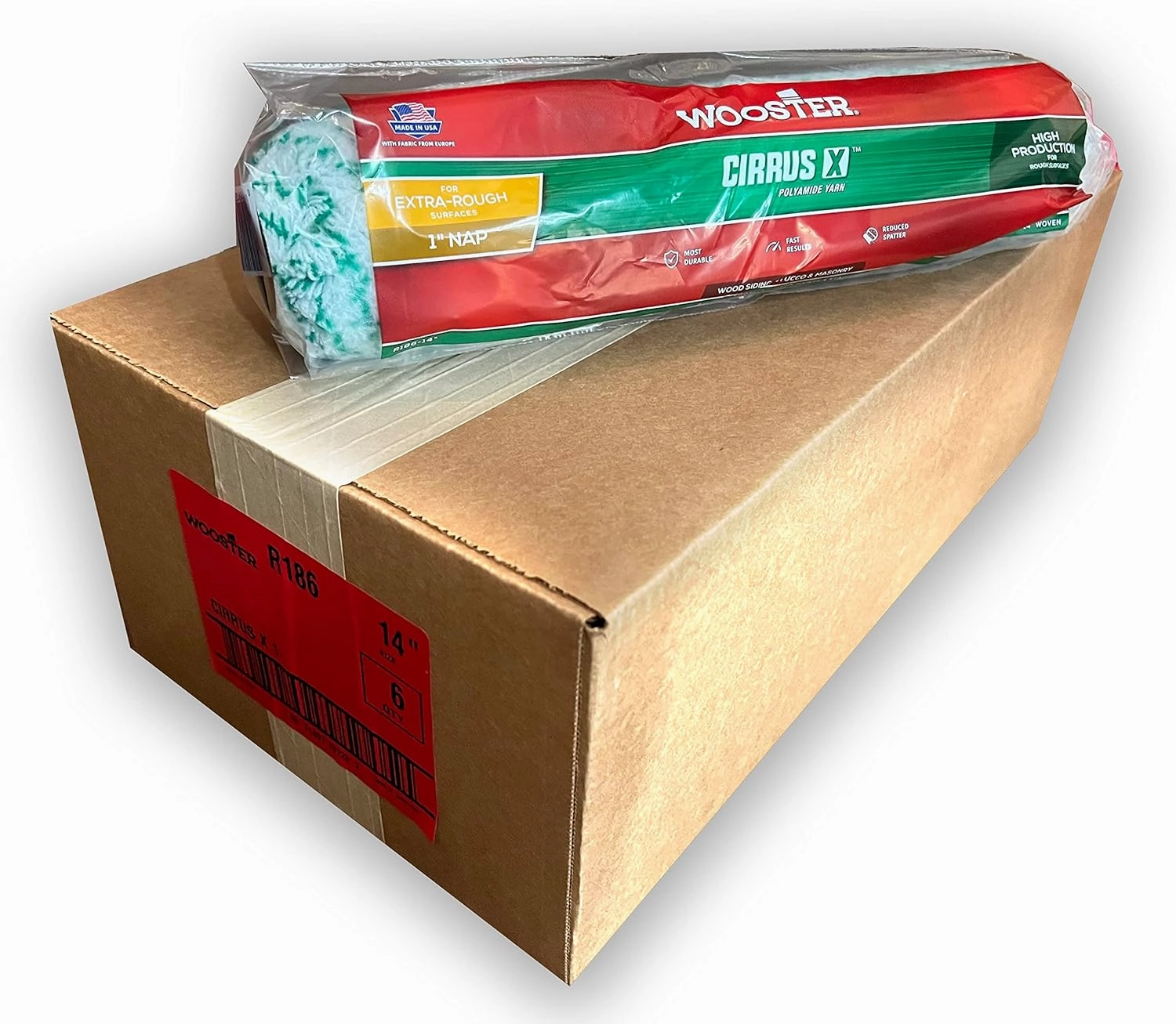 Wooster Brush 14 Inch R186 Cirrus X 1 Inch Nap - Pack of 6