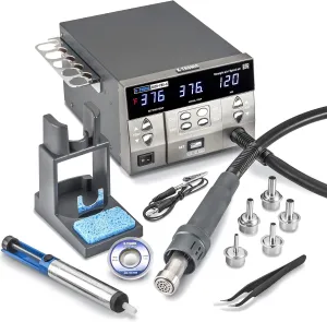 X-Tronic 4020-PRO-X • Hot Air Rework Station • 1000 Watt • Brushless DC Vortex Blower • Quick Change Nozzle Holder • 4 Presets • Temp Calibration, C/F, Auto Cool Down • 3 Straight/2 Spiral Nozzles!