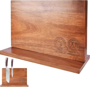 XYJ Magnetic Knife Block Holder Rack Acacia Wood Magnetic Stands with Strong Enhanced Magnets Multifunctional Knife Holder Kitchen Storage Organizer Tool Accessories