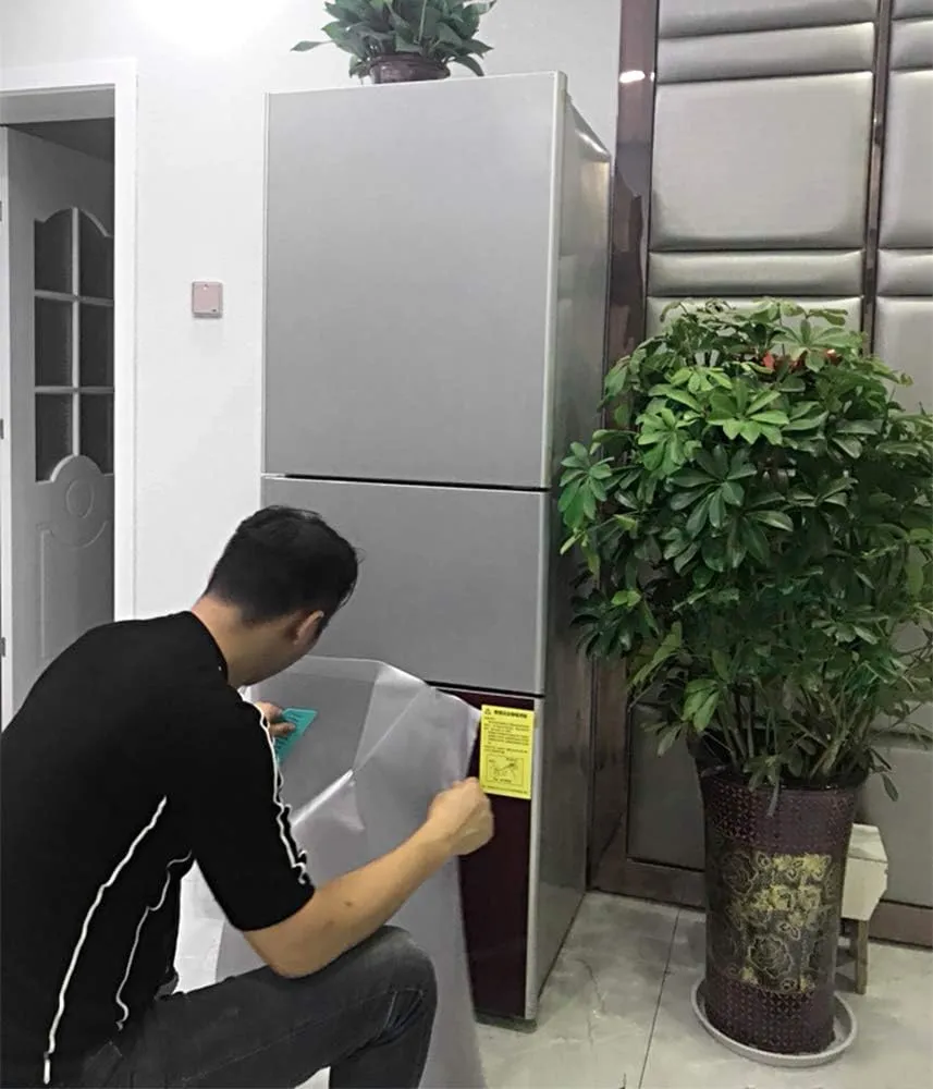 Yenhome 24" x 394" Silver Brush Stainless Steel Contact Paper for Appliances Removable Self Adhesive Contact Paper Silver Peel and Stick Wallpaper Waterproof Drawer Shelf Liner for Kitchen Cabinets