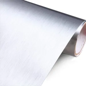Yenhome 24" x 394" Silver Brush Stainless Steel Contact Paper for Appliances Removable Self Adhesive Contact Paper Silver Peel and Stick Wallpaper Waterproof Drawer Shelf Liner for Kitchen Cabinets