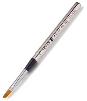 Young Nails Finesse Pro Gel Sculptor Brush - synthetic bristle brush, flat brush with rounded tip. Breaks down in two pieces to act as a cap/cover.