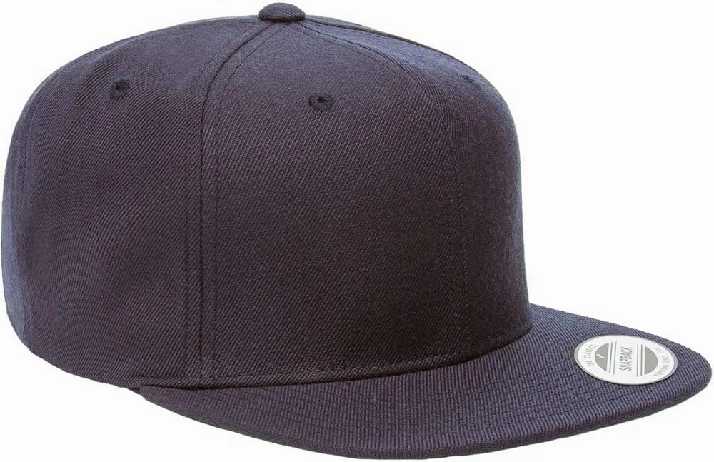 Yupoong Classics 6 Panel Premium Snapback Flatbill Hat OSFA Bundle with THP Hat & Clothing Brush