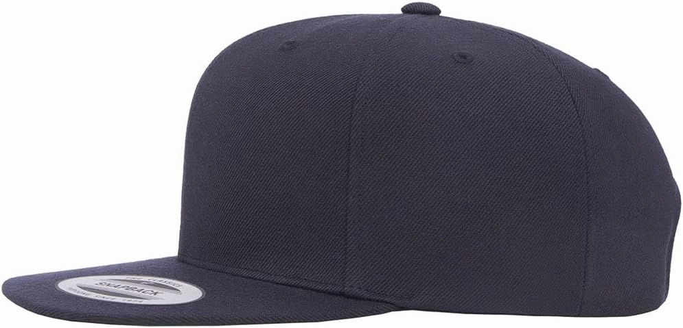 Yupoong Classics 6 Panel Premium Snapback Flatbill Hat OSFA Bundle with THP Hat & Clothing Brush