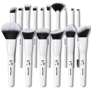 ZAMEL Makeup Brushes Set Travel,16 Piece Face and Eye Brush Set Ultra soft hair Contains Large Powder, DENSE Kabuki, Concealer,Blush, Contour, Blending, Eyeshadows White Brush kit
