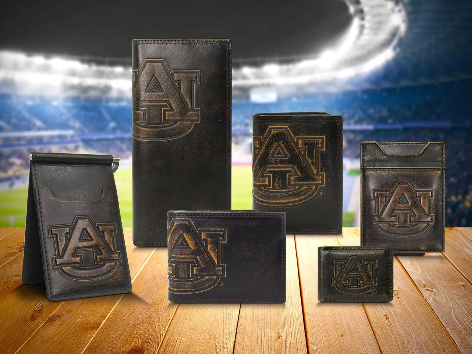 ZEP-PRO NCAA Auburn Tigers Burnished Leather Magnetic Front Pocket Wallet, Slim Stylish for Men