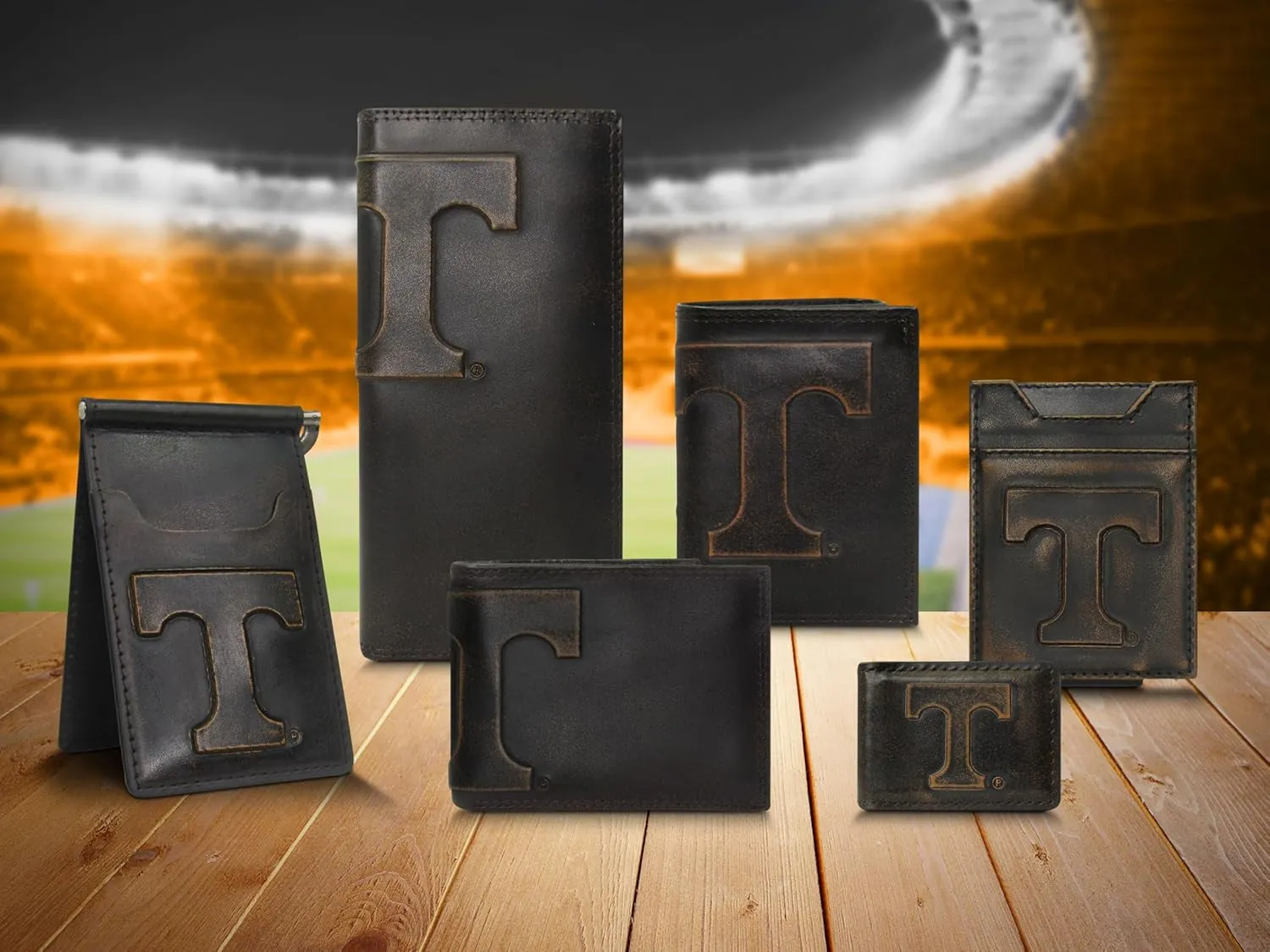 ZEP-PRO NCAA Tennessee Vols Burnished Leather Magnetic Front Pocket Wallet, Slim Stylish for Men