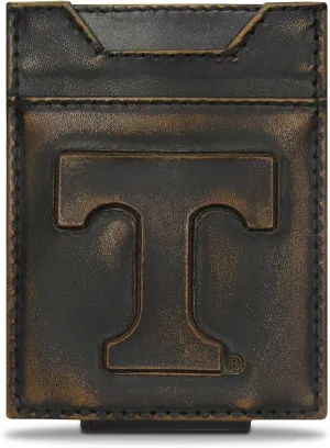 ZEP-PRO NCAA Tennessee Vols Burnished Leather Magnetic Front Pocket Wallet, Slim Stylish for Men