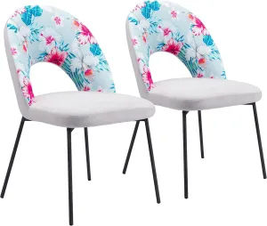 Zuo Modern - Torrey Dining Chair (Set of 2) Multicolor Print & Gray - Modern - Seating - Steel, Plywood, Foam, 100% Polyester - Indoor - 33.5in Height